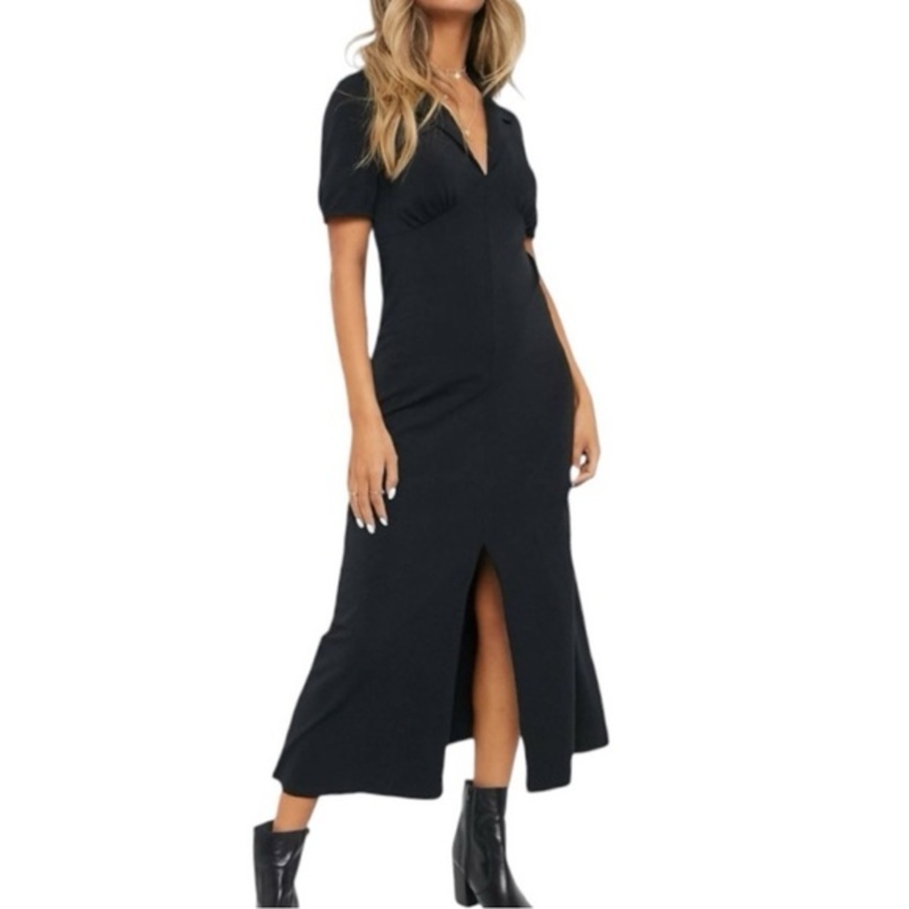 ASOS Design Ultimate Midi Tea Dress with Collar in Black Women’s Size 4
